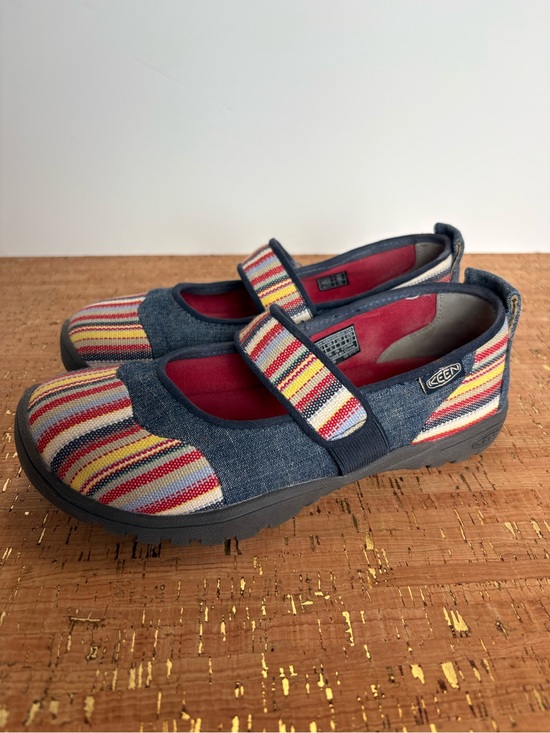 Keen Other - Keen Kids Mary Jane Sneakers in Navy with Red, Yellow & Blue Stripes